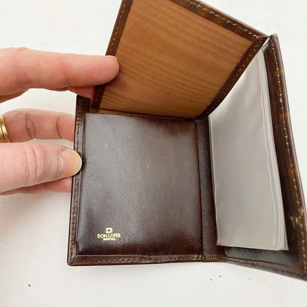 Don Loper Beverly Hills‎ Leather Vertical Bifold ID Window Wallet Mens OS Brown